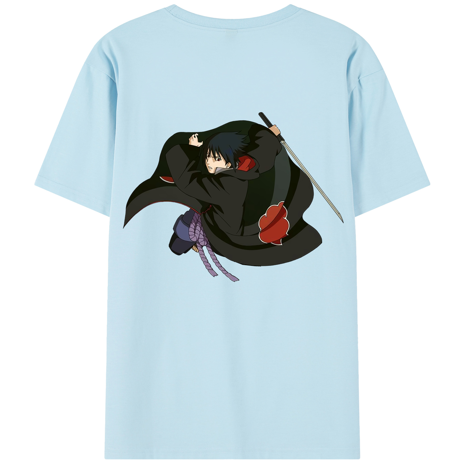 （画像用） NARUTO -ナルト- うちは サスケ Uchiha Sasuke 綿100％半袖Tシャツ（背面プリント）